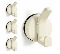 Drenky 4 Pack Suction Cup Hooks for Bathroom, Large Suction Hook Dual Sucker Hook No Drill Removable and Reusable Heavy Duty Double Towel Hooks for Shower Glass Doors, Tiles, Windows, White