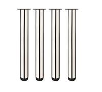 Drenky 4 Pcs Adjustable Table Legs Stainless Steel Metal Furniture Legs 40cm Height Round Cabinet Legs 2 Inch Dia Desk Legs Come with Screws Adjustable Height 0-15mm