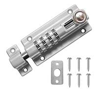 Drenky 4 Unique Combination Locking Bolt, Heavy Duty Sliding Lockable Padbolt, 120mm Silver Stainless Steel Silded Door Latch Keyless, with Anti-Tamper Screws, 1 Pcs