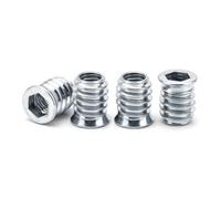 Drenky 40Pcs M4x10mm Zinc Plated Threaded Insert Nuts for Wood Furniture - Flanged Hex Socket Nut, Carbon Steel Threaded Inserts with Hex Drive Head for Wood Furniture, Silver