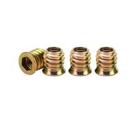 Drenky 40Pcs M4x10mm Zinc Plated Threaded Insert Nuts for Wood Furniture - Flanged Hex Socket Nut, Carbon Steel Threaded Inserts with Hex Drive Head for Wood Furniture