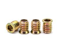 Drenky 40Pcs M5x10mm Zinc Plated Threaded Insert Nuts for Wood Furniture - Flanged Hex Socket Nut, Carbon Steel Threaded Inserts with Hex Drive Head for Wood Furniture