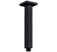 Drenky 8 Inch Square Thicken 304 Stainless Steel Shower Extension Arm, Straight Ceiling Mounted Shower Heads Arm with Flange for Ceiling Rainfall Shower Heads, Matt Black