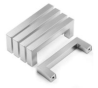 Drenky Cupboard Handles, 5 Pack Brushed Stainless Steel Kitchen Door Handles 64mm Hole Centre Distance Furniture Pulls with Screws for Drawer Wardrobe and Cabinet
