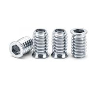 Drenky Flanged Hex Socket Nut M4x15mm - 40Pcs Insert Nut Zinc Plated Carbon Steel Silver Threaded Inserts for Wood Furniture, Insert Nuts with Hex Drive Head (Durable Wood Fastening Solution)