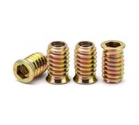 Drenky Flanged Hex Socket Nut M4x15mm - 40Pcs Zinc Plated Carbon Steel Threaded Inserts for Wood Furniture, Insert Nut with Hex Drive Head (Durable Wood Fastening Solution)