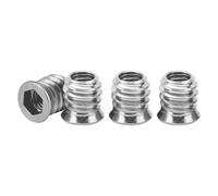 Drenky Flanged Hex Socket Nut M6x10mm - 40Pcs Zinc Plated Carbon Steel Silver Threaded Inserts for Wood Furniture, Insert Nut with Hex Drive Head (Durable Wood Fastening Solution)