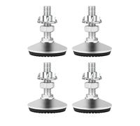Drenky Furniture Adjustment Screw M10 x 30 mm Height Adjustable Stainless Steel Leveling Feet with Non-Slip Rubber Base and T-Nut 4 Pieces