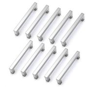 Drenky Kitchen Cupboard Handles, 10 Pack Cabinet Pulls Silver Brushed Stainless Steel Kitchen Door Handles Square T Bar Hole Center 128mm