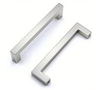 Drenky Kitchen Cupboard Handles128mm, 2 Pack Cabinet Pulls Silver Brushed Stainless Steel Kitchen Door Handles Square T Bar Hole Center 128mm