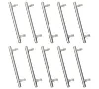 Drenky Kitchen Door Handles, Kitchen Cupboard Handles Stainless Steel Silver T Bar 192mm Hole Centre with Screws for Wardrobe Cabinet Drawer, 10 Pack