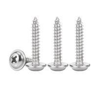Drenky M4x20mm Flange Self Tapping Screws M4 Small 304 Stainless Steel Screw 50 Pcs Multi-Purpose Phillips Pan Head With Washer for Wood, DIY & Construction Hardware