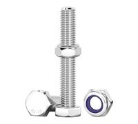 Drenky M8 Bolts and Nuts Set, 304 Stainless Steel Hex Bolts and Lock Nuts, 60mm Machine Screws for Machinery, Furniture, Car, Bike, Ship, 3D Printing, 10 Pcs