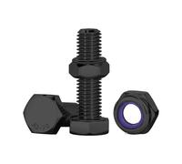 Drenky M8 Stainless Steel Bolts, 10 Pcs Black Bolts and Nuts Set M8 x 25mm SUS 304 Hex Bolts and Lock Nuts Machine Screws and Nut for Machinery, Furniture, Car, Bike, Ship, 3D Printing