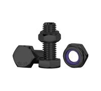 Drenky M8 x 20mm Black Bolts and Nuts Set, 10 Pcs M8 Lock Nuts and Bolts 304 Stainless Steel Hex Bolts and Lock Nuts Machine Screws and Nut for Machinery, Furniture, Car, Bike, Ship, 3D Printing