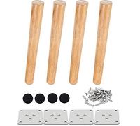 Drenky Set of 4 Wooden Furniture Legs, 25 cm, Low Table Legs, Inclined Kitchen Furniture Legs, Walnut Finish with Installation Accessories for Armchair, Night Table, Cabinet, Drawer, etc
