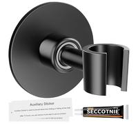 Drenky Shower Head Holder No Drilling, Shower Holder Bracket 304 Stainless Steel Universal Hand Shower Bracket 360° Angle Adjustable Shower Head Holder, with Strong Nail Free Glue, Black