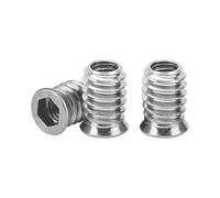 Drenky Threaded Inserts for Wood M8x15mm - 20Pcs Flanged Hex Socket Nut, Zinc Plated Carbon Steel Insert Nuts with Hex Drive Head, Silver (Wood Furniture Installation Hardware)