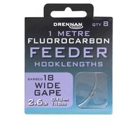 Drennan 1m Fluoro Feeder Wide Gape Rigs Barbed: 18