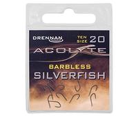 Drennan Acolyte PTFE Coated Spade End Barbless Silverfish Hooks: 18