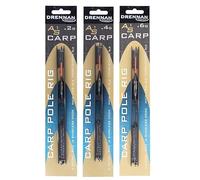 Drennan AS1 Carp Pole Rigs, Professional Hand-Tied Fishing Rigs, 3m Length, 0.2g/0.4g/0.6g, with Size 16 Barbless Wide Gape Hooks (0.4g)