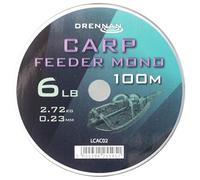 Drennan Carp Feeder Fast Sinking Mono Dark Brown Fishing Line 100m Spool (6lb)