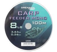 Drennan Carp Feeder Fast Sinking Mono Dark Brown Fishing Line 100m Spool (8lb)