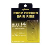 Drennan Carp Feeder Hair Rigs Size 10 Eyed Barbless Qty 8