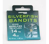 Drennan Silverfish Bandits Eyed Barbless Hooks To Nylon - Size 14 to 4lb