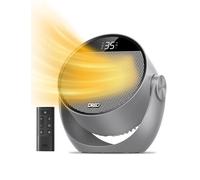 Dreo 10.5ft/s Fan Heater for Bedroom, 7 Modes Portable Electric Heaters with Thermostat & Remote, 60° Adjustable Tilt, 12H Timer, 8 Safety Protections,Quiet Desk Space Heater for Office & Room, Grey