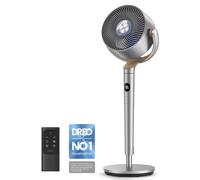 DREO 20 dB Standing Fan for Bedroom, 120°+120° Omni-directional Cooling Fans, 90 ft Circulator With Remote, DC Motor Pedestal Fans, 35-40" Adjustable Height Floor Fan, 8 Speeds, 3 Modes, 8H Time