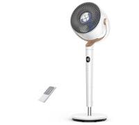 DREO 20 dB Standing Fan for Bedroom, 120°+120° Omni-directional Cooling Fans, 90 ft Circulator With Remote, DC Motor Pedestal Fans, 35-40" Adjustable Height Room Fan, 8 Speeds, 3 Modes, 8H Timer