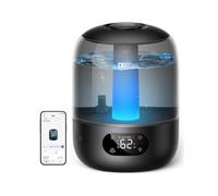 DREO 20dB Quiet Smart Humidifier for Bedroom with Sensor & 5 RGB Lights | 3L Cool Mist Ultrasonic Humidifiers for Home, 360° Nozzle, 30H Runtime, Ambient Light Indicator, Essential Oil Diffuser