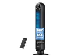 DREO 20dB Silent Tower Fan, 28 ft/s Velocity Electric Cooling Fan with Remote, 90° Oscillating 8 Speeds 4 Modes 8H Timer LED Display, DC Motor Quiet Standing Bladeless Floor Fans for Bedroom, Black