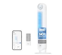 DREO 20dB Smart Silent Tower Fan, 28 ft/s Velocity Electric Cooling Fan with Remote, 90° Oscillating 8 Speeds 4 Modes 8H Timer LED Display, DC Motor Quiet Standing Bladeless Floor Fans for Bedroom