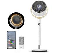 Dreo 20dB Smart Standing Fan with RGB Light, 120°+120° Oscillating Quiet Cooling Fan, 90ft Silent Pedestal Fans for Bedroom, Wi-Fi/Voice Control, DC Motor, 9 Speeds, 6 Modes, 12H Timer, Silver