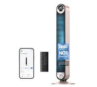 DREO 20dB Smart Tower Fan, 8.5m/s Velocity Standing Fan for Bedroom, 9 Speeds 4 Modes Upgraded DC Cooling Fans, 90° Oscillating Bladeless Electric Fans, 12H Timer, WiFi/Alexa/Remote Control, Starlight