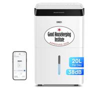 Dreo 20L/day Smart Dehumidifier Low Energy, 38dB Quiet, Laundry Dry, Whole House, Humidity Sensor & Display, 24H Timer, Large Room Auto, 3 Speed, Humidity Control, Good Housekeeping Institute Approved