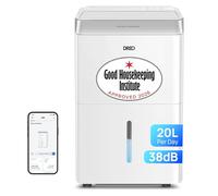 Dreo 20L/day Smart Dehumidifier Low Energy, 38dB Quiet, Laundry Dry, Whole House, Humidity Sensor & Display, 24H Timer, Large Room Auto, 3 Speed, Humidity Control, Good Housekeeping Institute Approved
