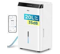 Dreo 20L/day Smart WiFi Dehumidifier Low Energy, 35dB Quiet Dehumidifiers for Home, Humidity Sensor & Display, Auto Mode, 3 Speed, Humidity Control, Laundry Drying, 24H Timer, Work with Alexa