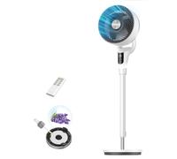 Dreo 25dB Silent Standing Fan for Bedroom, 42" Pedestal Fans with Remote, 90° Oscillating, 90° Manual Vertical Cooling Fan, 8 Speeds, Adjustable Height, 8H Timer, Child Lock, LED Display,[Upgraded]