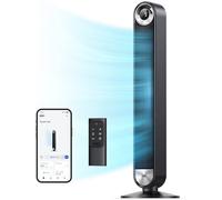 Dreo 25dB Smart Silent Tower Fan, 28 ft/s Velocity Standing Fan for Bedroom, 9 Speeds 4 Modes, Upgraded DC Cooling Fans, 90° Oscillating Bladeless Electric Fans, 12H Timer, WiFi/Alexa/Remote Control