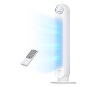 Dreo 28dB Silent Tower Fan, 25ft/s Velocity Electric Cooling Fan with Remote Control 90° Oscillating 4 Speeds 4 Modes 8H Timer LED Display, Quiet Standing Bladeless Floor Fans for Bedroom, White