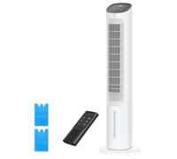 DREO 40“ Evaporative Air Cooler, 35dB Silent Cooling Fan that Blow Cold Air, 80° Oscillating Bladeless Tower Fan for Bedroom, Removable Water Tank, Ice Packs, Remote Control, 4 Speed, 7H Timer, White