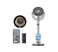 DREO 40 Inch Smart RGB Pedestal Fan, 20dB Silent Standing Fans for Bedroom, 120°+120° Oscillating Cooling Fan, Wi-Fi/Voice Control, DC Motor, 9 Speeds, 6 Modes, 12H Timer, 90 ft Circulator, Silver