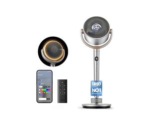 Dreo 40 Inch Smart Standing Fan, 20dB Silent Pedestal Fans for Bedroom, 120°+120° Oscillating Quiet Cooling Fan, Wi-Fi/Voice Control, DC Motor, 9 Speeds, 6 Modes, 12H Timer, 90 ft Circulator, Silver