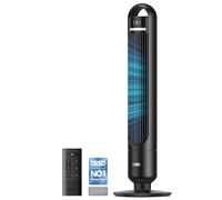 DREO Quiet Tower Fan for Bedroom& Home, 25ft/s Powerful Airflow, 29ft Coverage, 1-8H Timer, 4 Speeds, 3 Modes, 28dB Bladeless Fan with Remote Control, 90° Oscillating Cooling Fan, LED Display