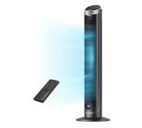 Dreo Silent Tower Fan with Remote - 90 Degree Oscillation, 5 Speeds, 4 Modes Auto Normal Natural Sleep, 12H Timer, Quiet 34dB, 7.3 m/s, DR-HTF008