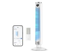 DREO Smart 40"-45" Tower Fan for Bedroom, Adjustable Height, 28 ft/s Velocity, DC Motor, 9 Speeds, 4 Modes, 90°Oscillating, Standing Fan, 20dB Quiet, 12H Timer for Home, Office, Google/Alexa, White