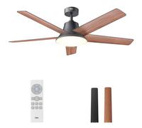 DREO Smart Ceiling Fan with Lights, 52 Inch, 12 Speeds & 3 Modes, Stepless Color Tones, Dimmable LED Light, 12H Timer, Quiet DC Motor, Remote/APP/Alexa Control, Electric Fan for Bedroom, Black